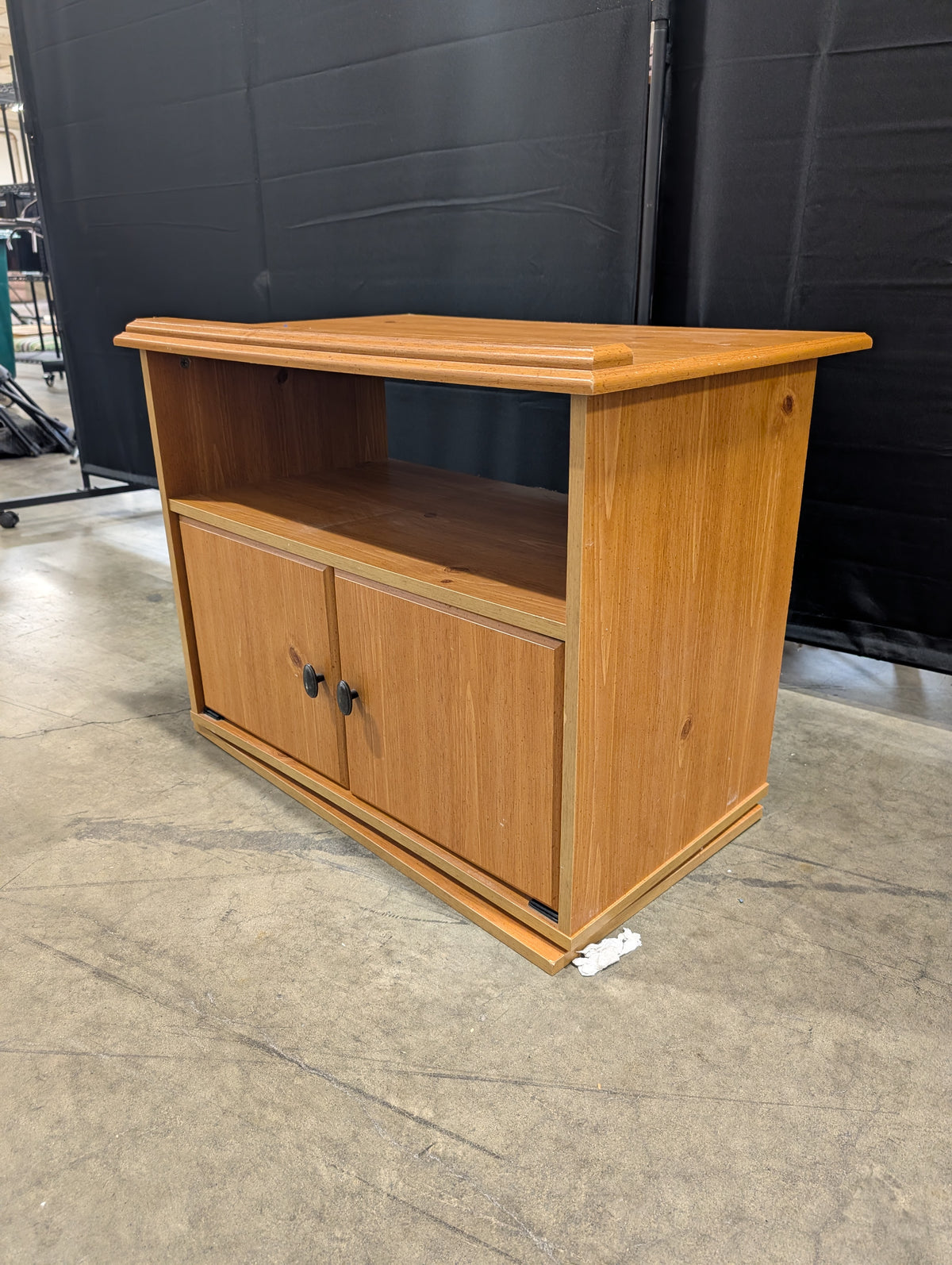 Warm Brown Wood Nightstand with Open Shelf
