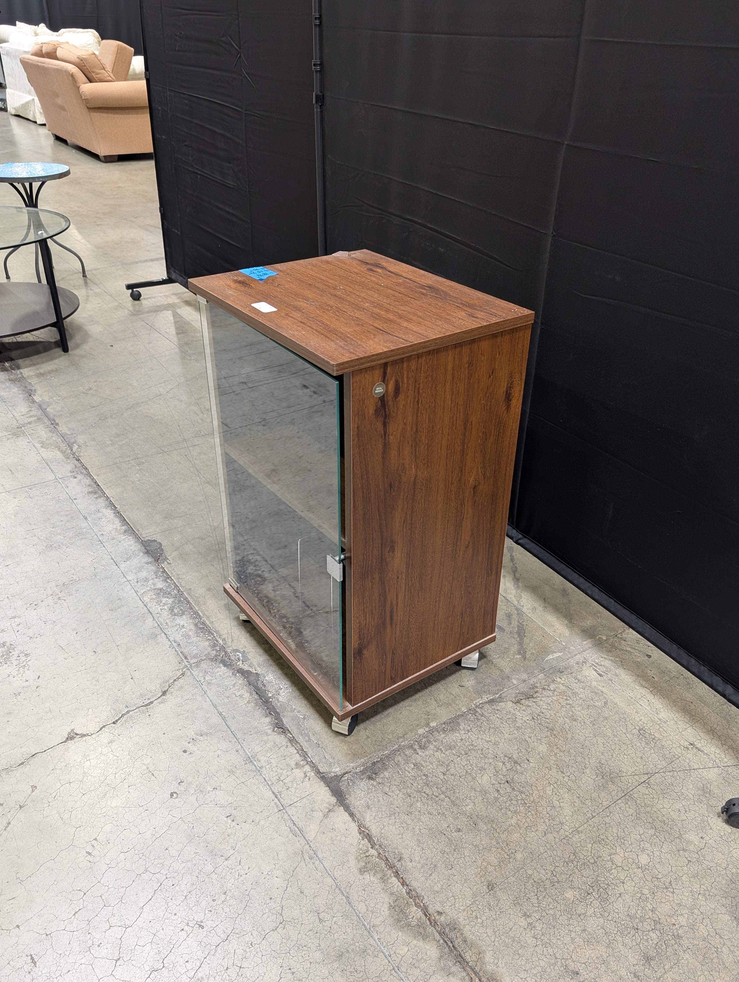 Dark Wood Two-Tier Storage Side Table with Shelves