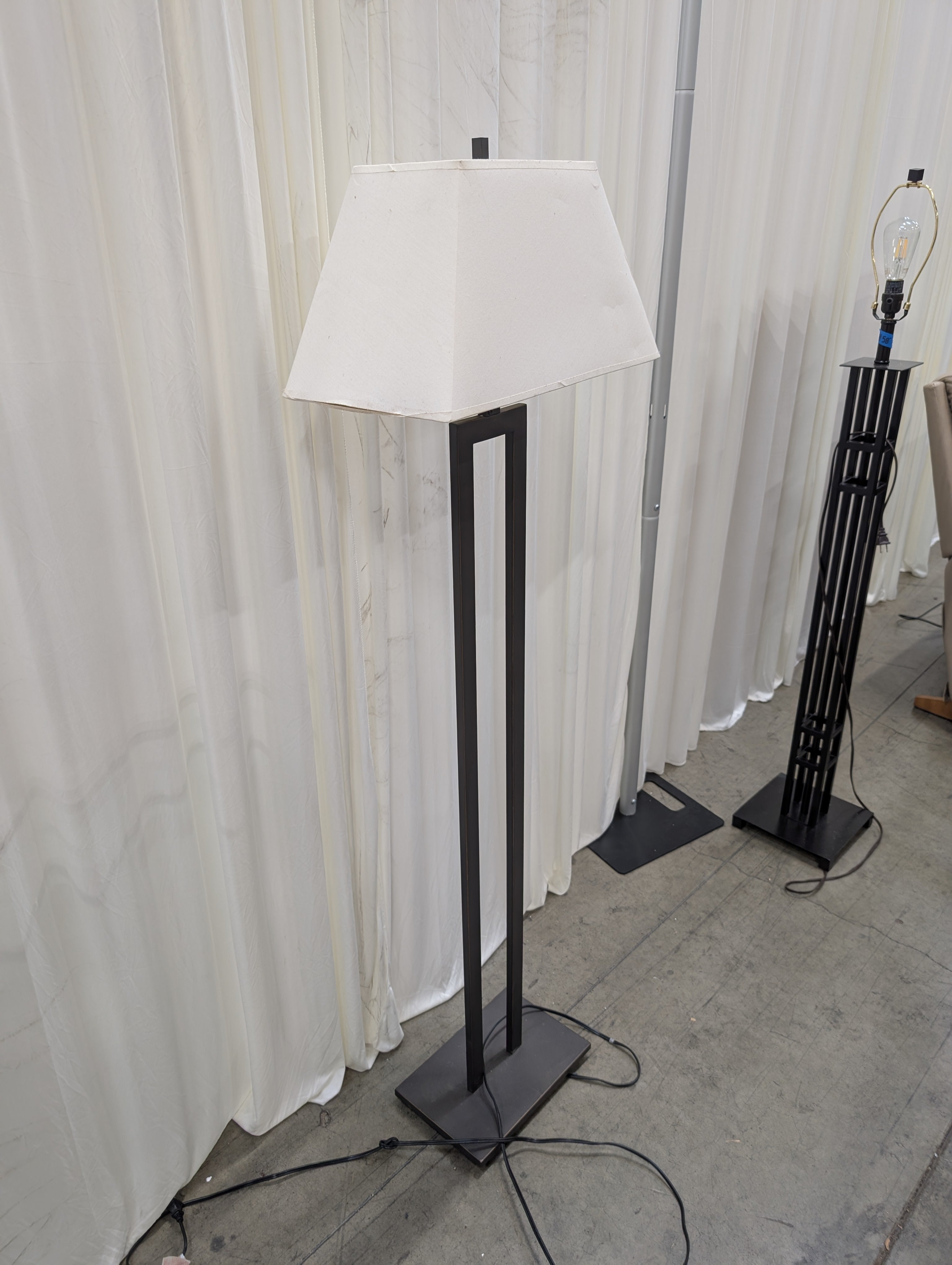 Minimalist Bronze Metal Floor Lamp with Fabric Shade