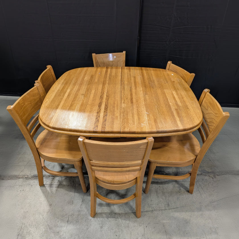 Butcher Block Dining Table with Six Chairs