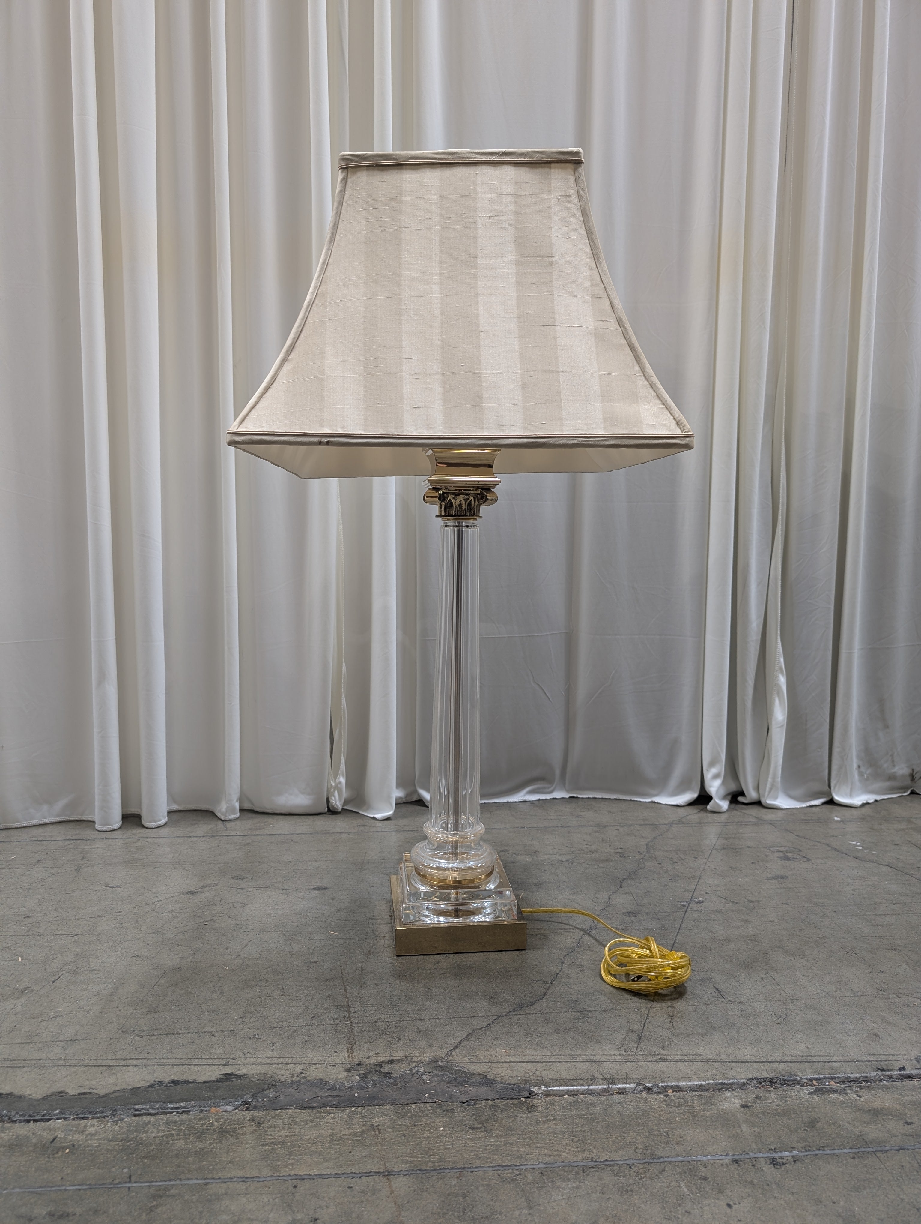Clear Acrylic Column Table Lamp with Striped Shade