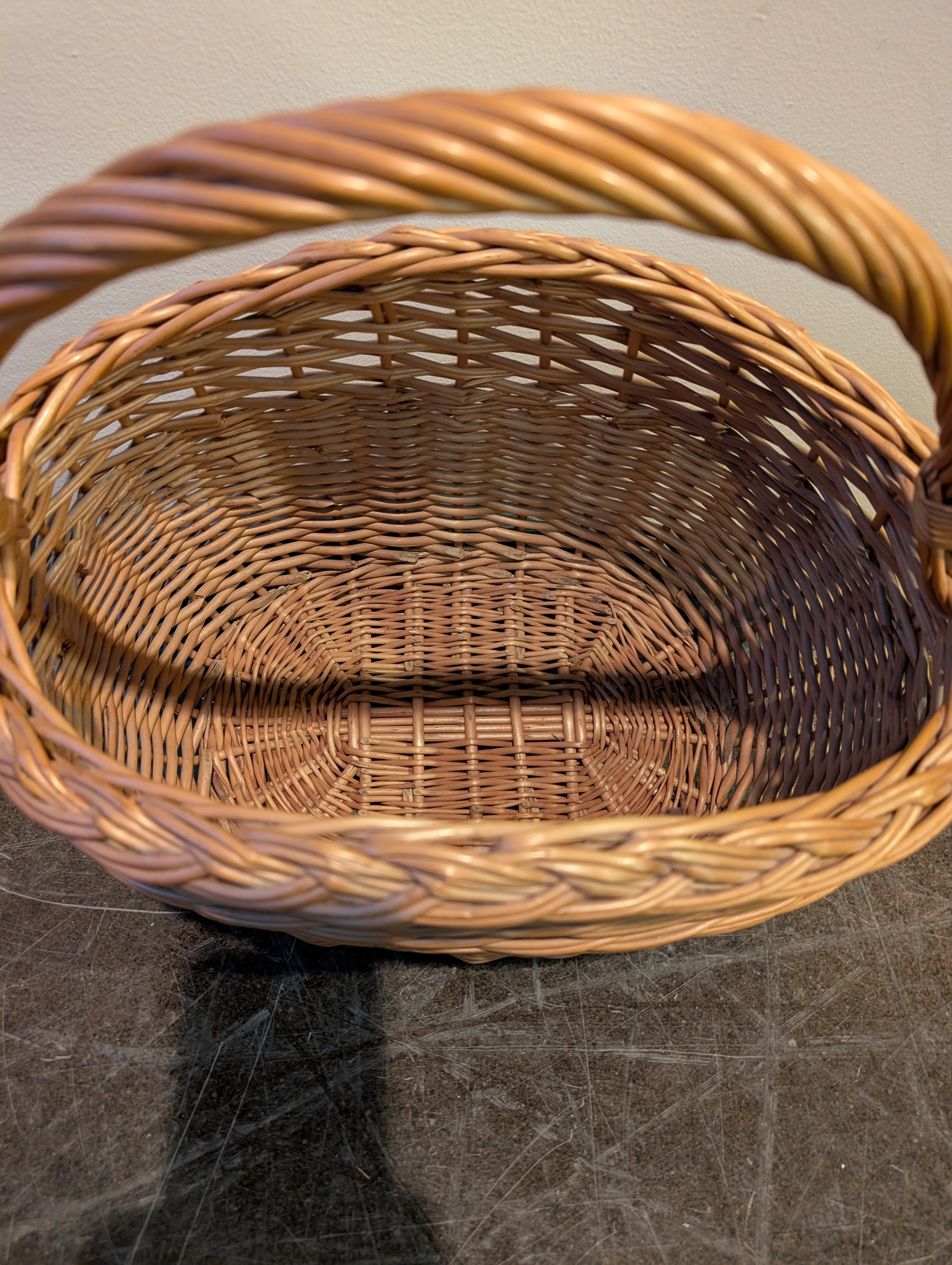 Handwoven Wicker Oval Storage Basket with Handle