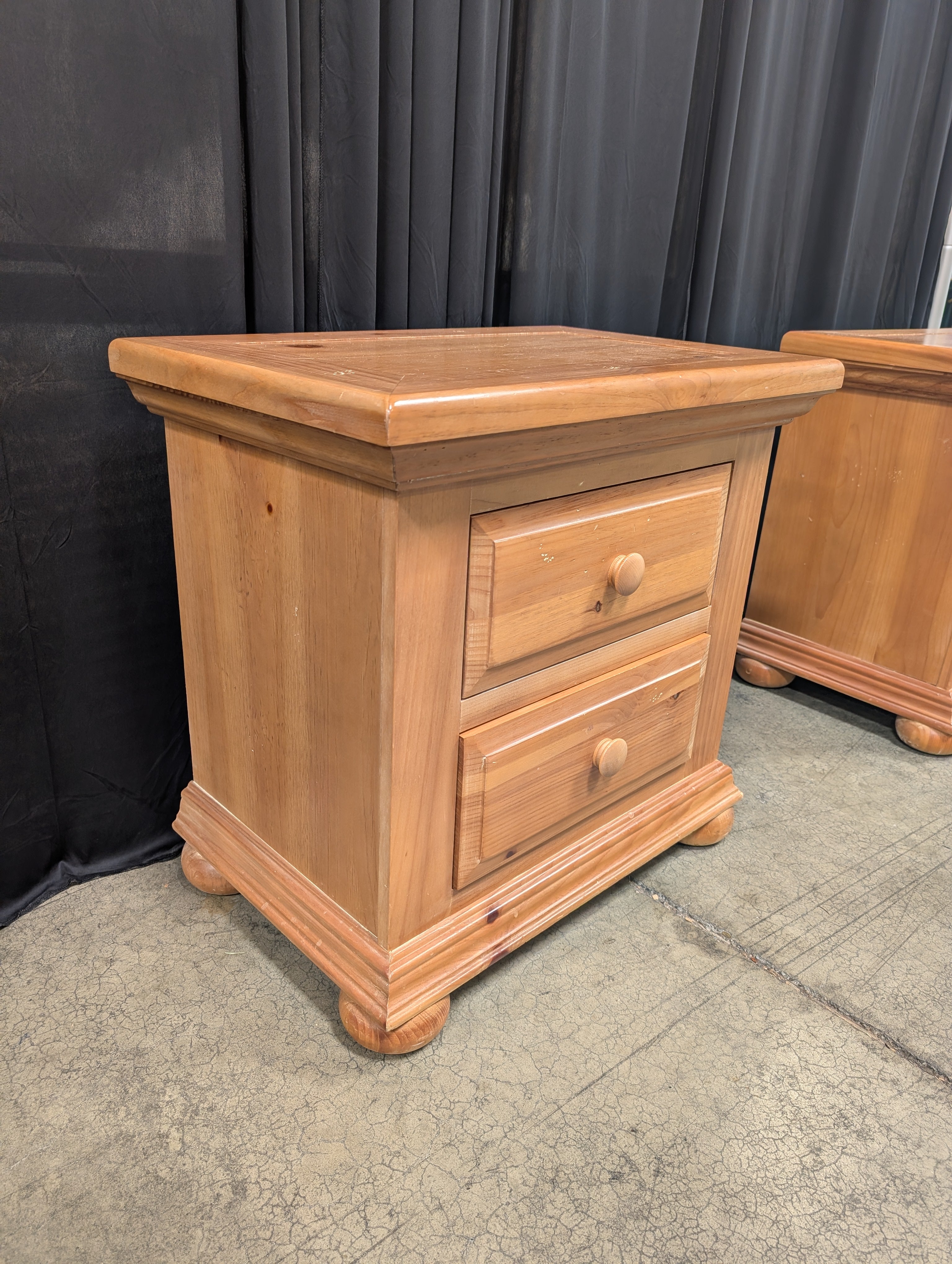 Honey Pine Broyhill Two-Drawer Nightstand in Wood