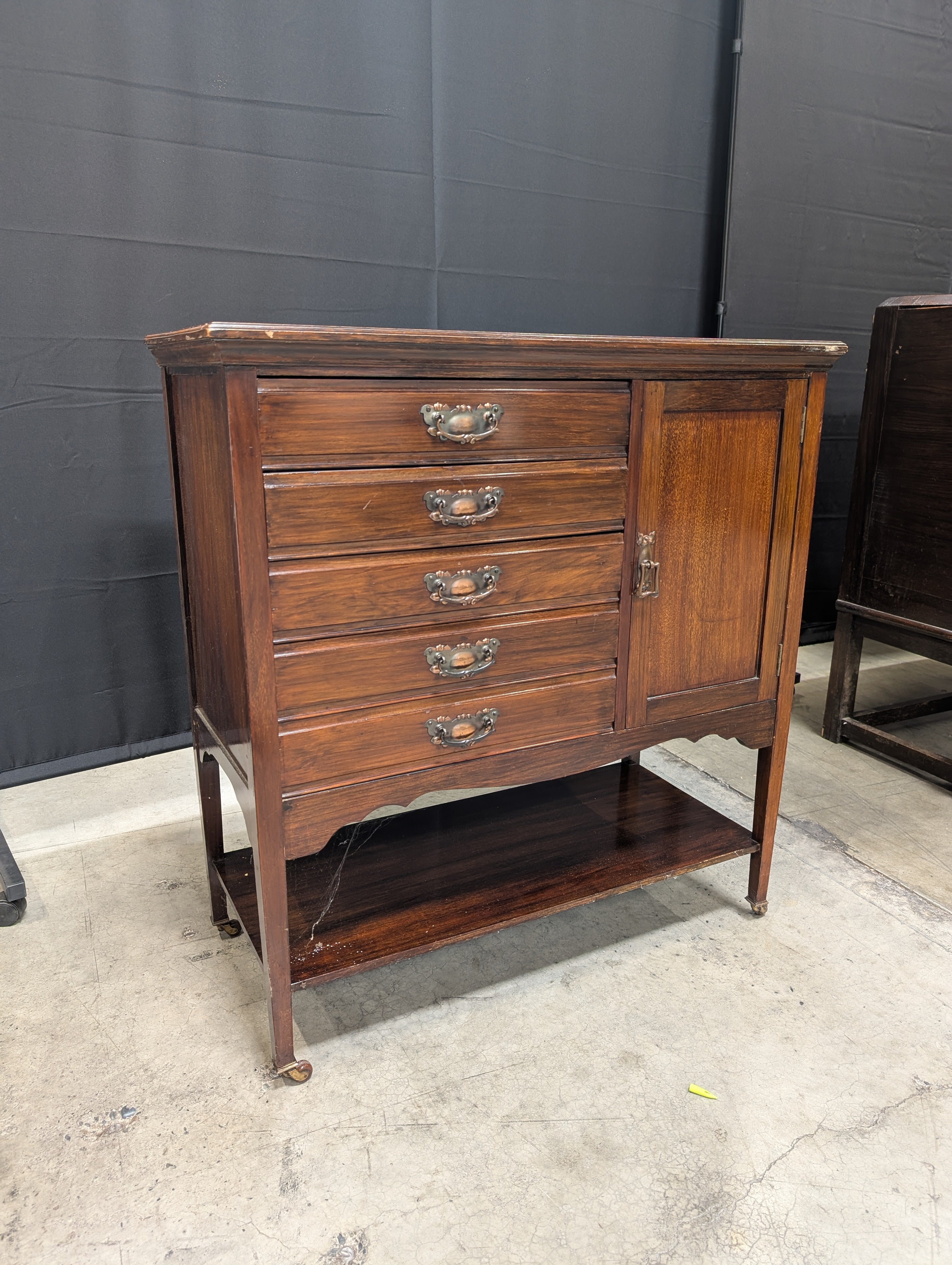 Vintage Dark Wood Edwardian music cabinet