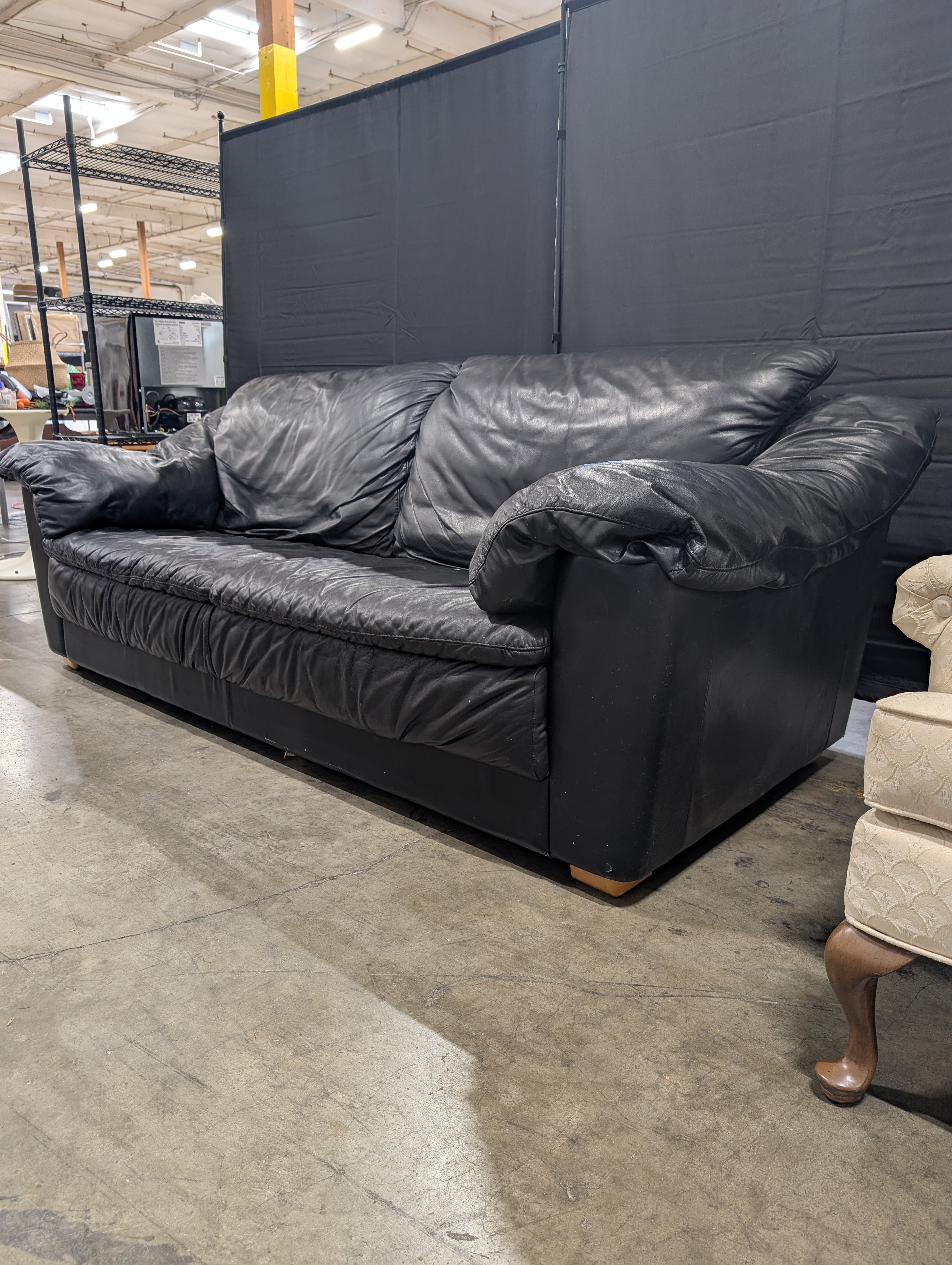 Plush Leather Two-Seater Sofa