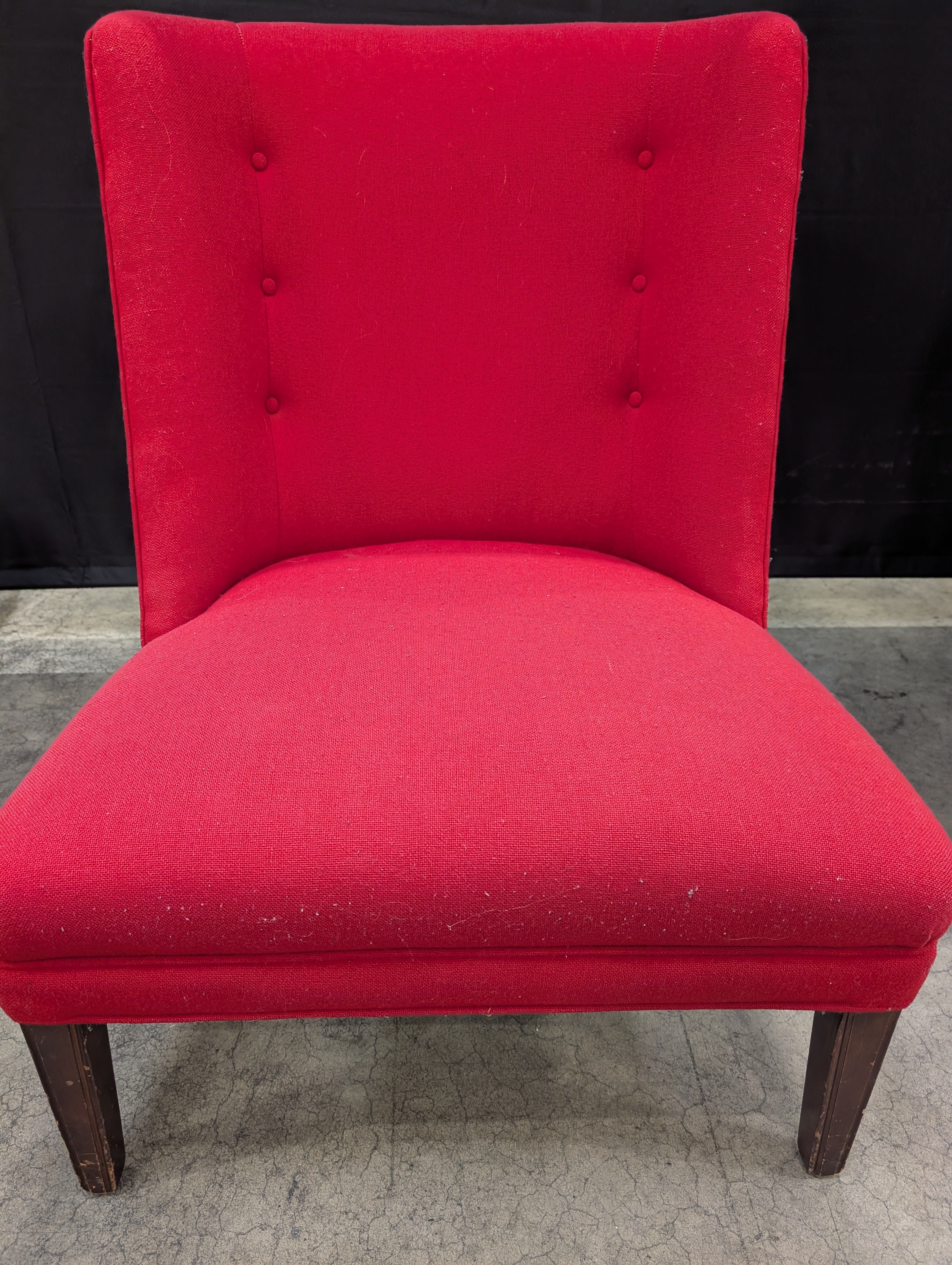 Vibrant Red Upholstered Accent Chair with Button Tufting