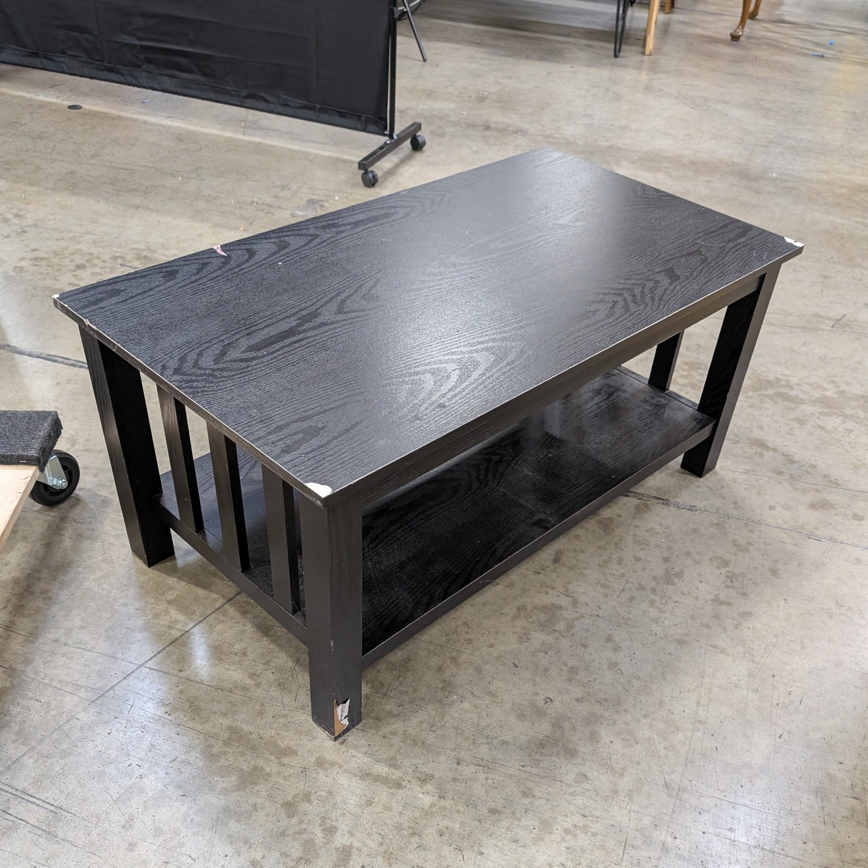 Modern Dark Brown Rectangular Coffee Table with Storage Shelf