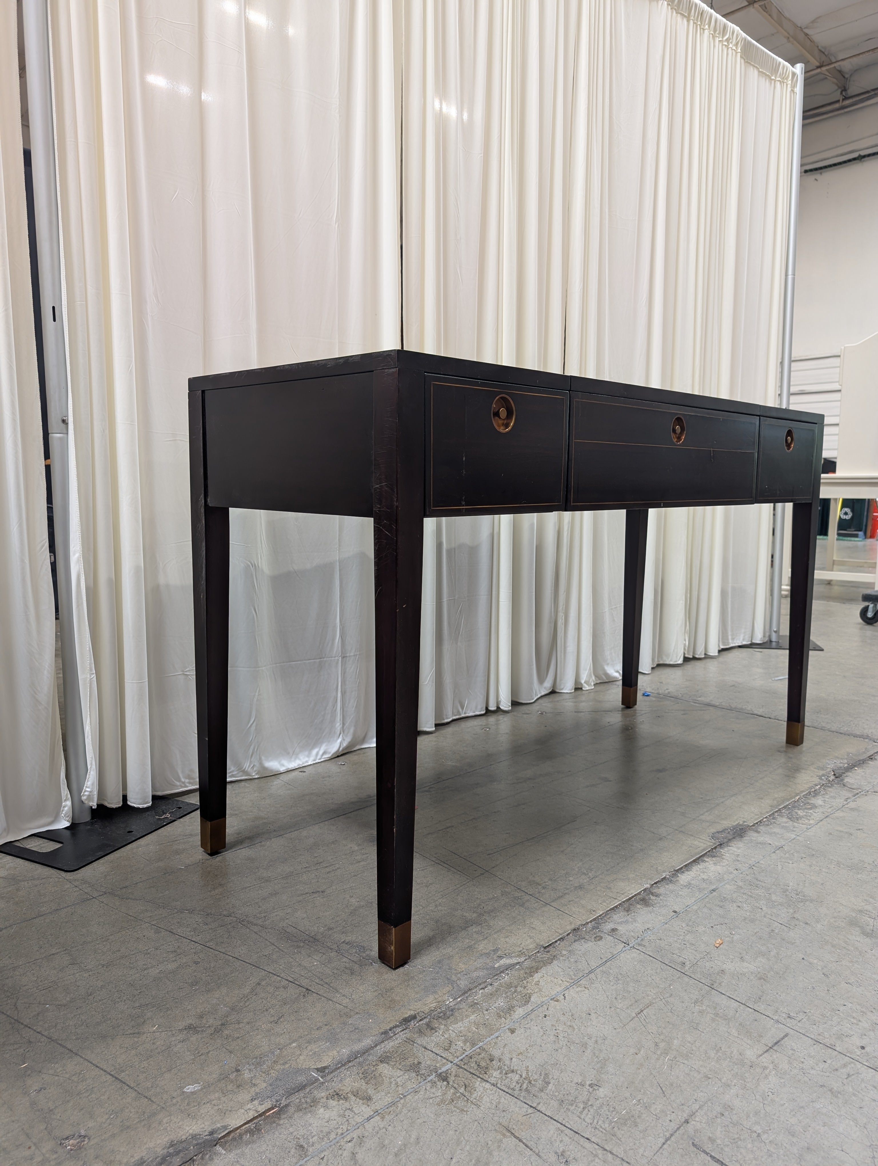 Crate&Barrel Mid-Century Style Three-Drawer Vanity in Dark Wood