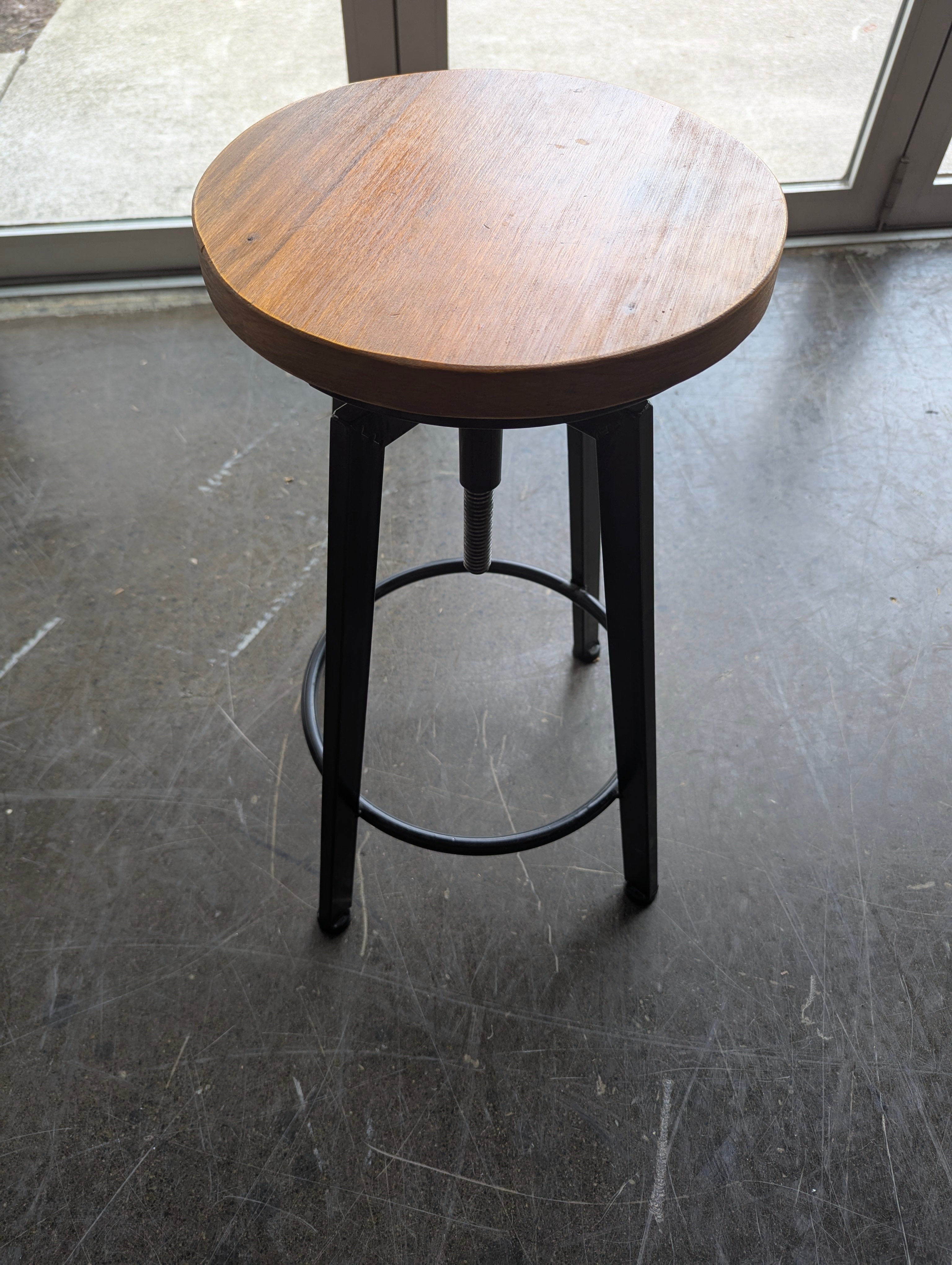Industrial Style Adjustable Wood Top Bar Stool