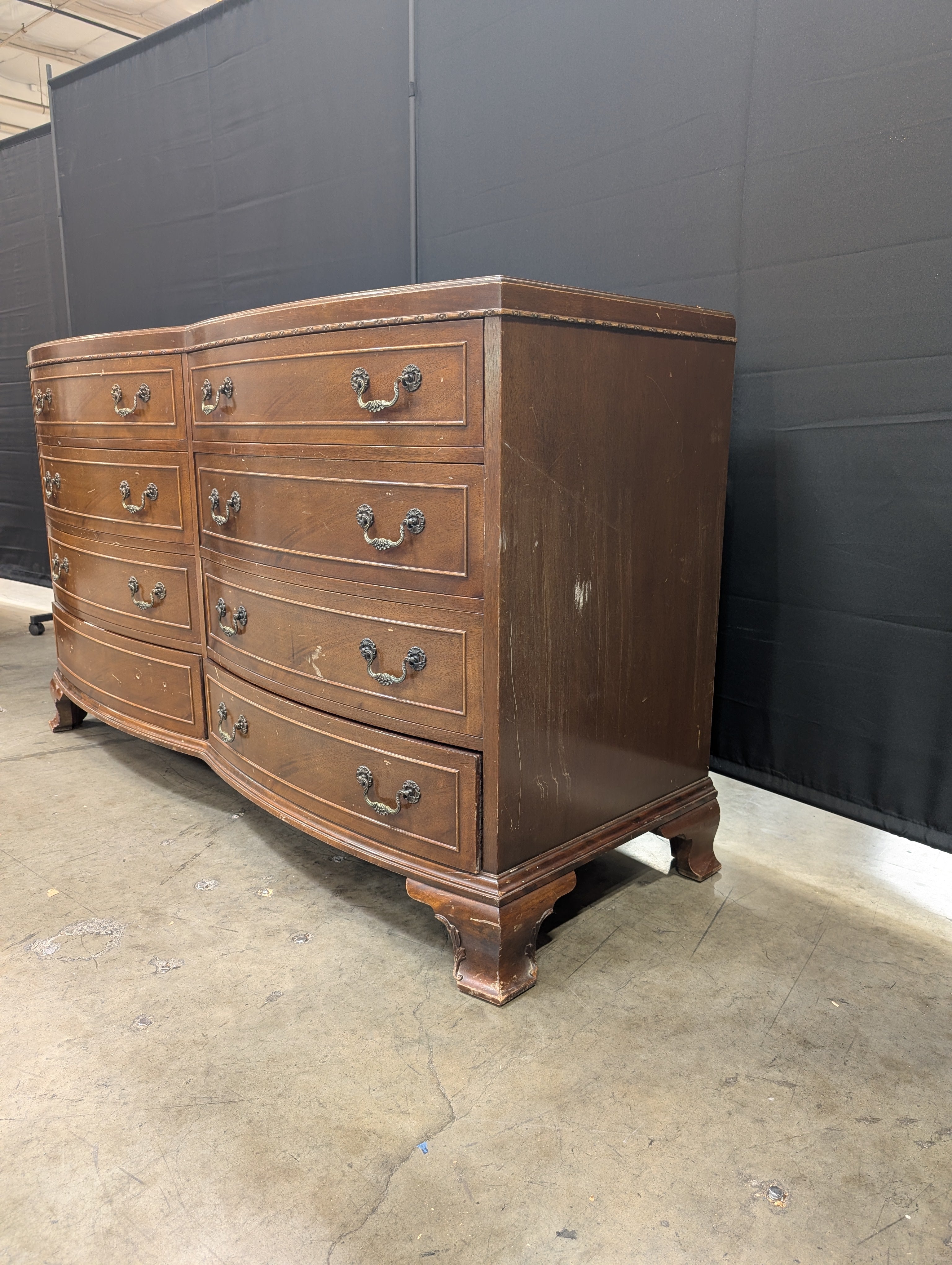 Vintage RWAY Eight Drawer Wood Dresser