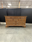 KELLER Furniture Oak Finish Chest of Drawers with Brass Hardware