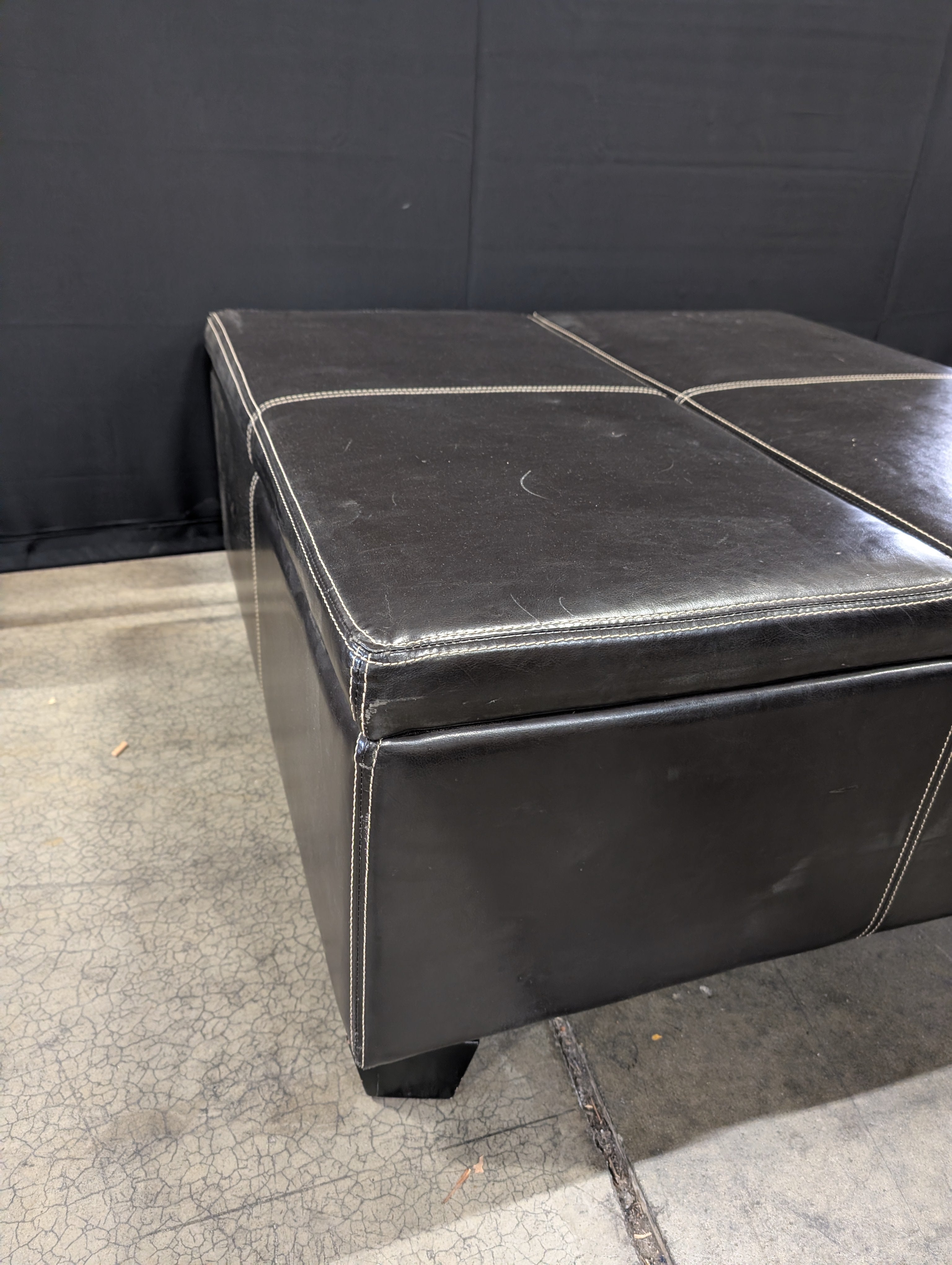 Dark Brown Faux Leather Storage Ottoman Bench