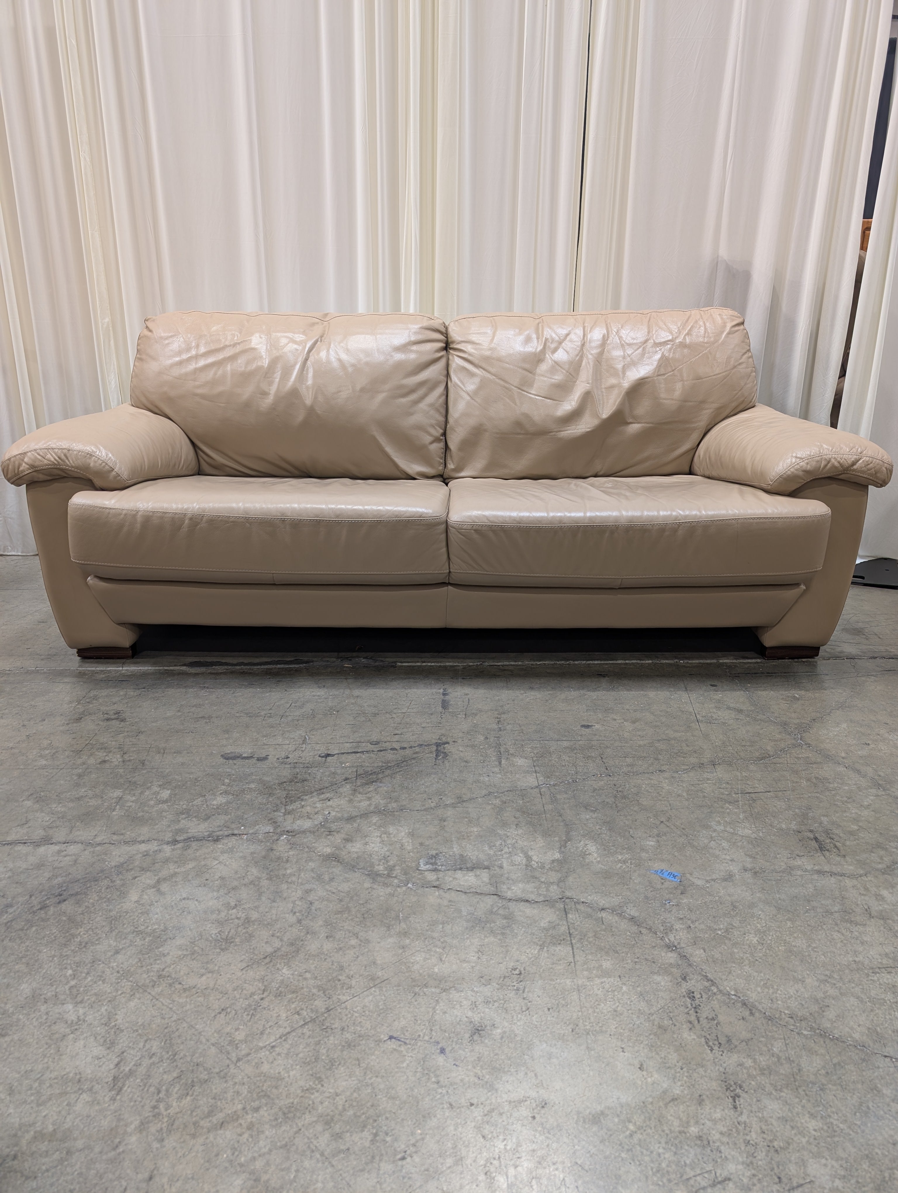 Tan Pillow-Top Cushion Couch in Leather