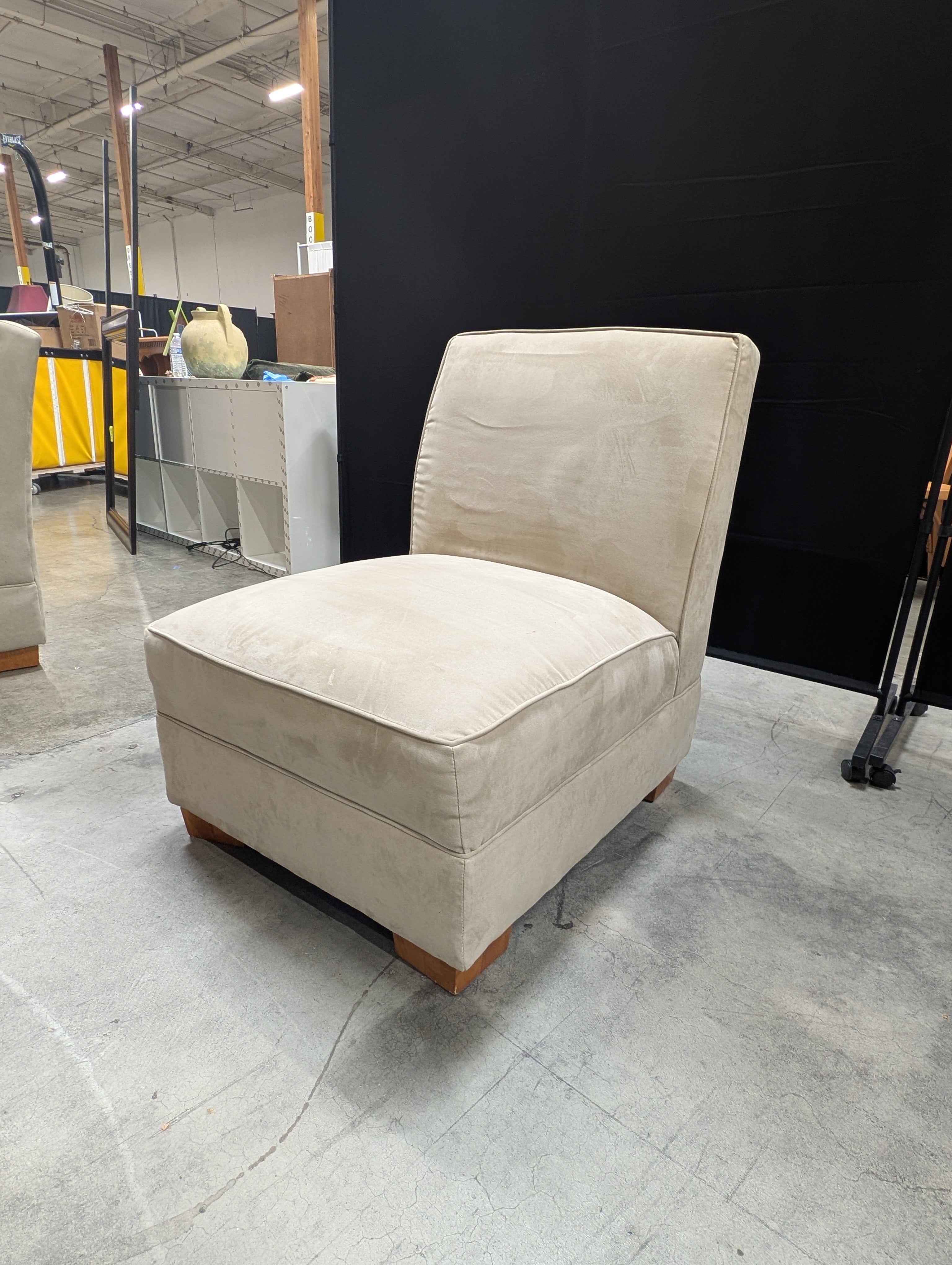 Neutral Upholstered Armless Accent Chairs