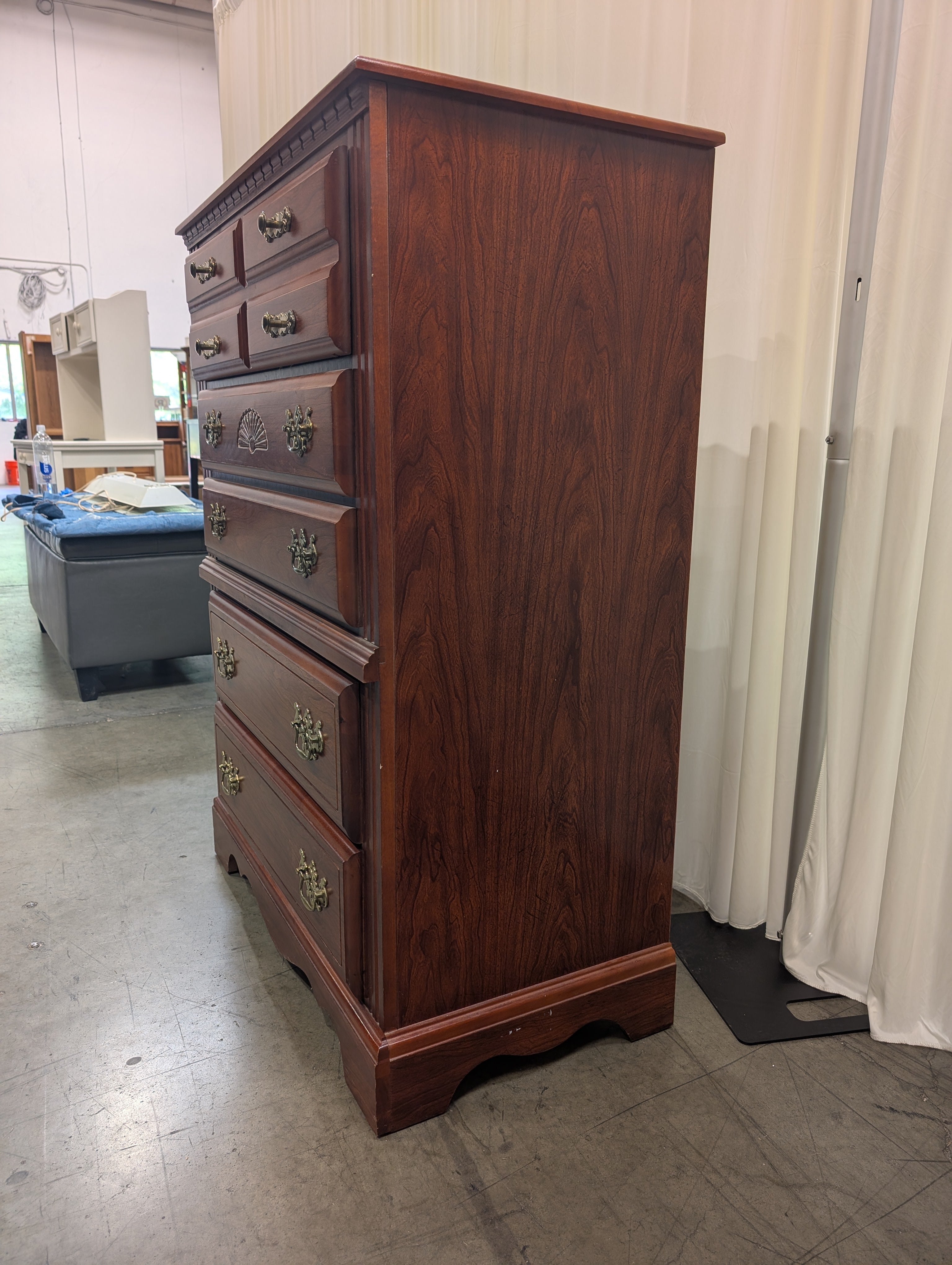 Traditional Cherry Wood Dresser with Brass Pulls