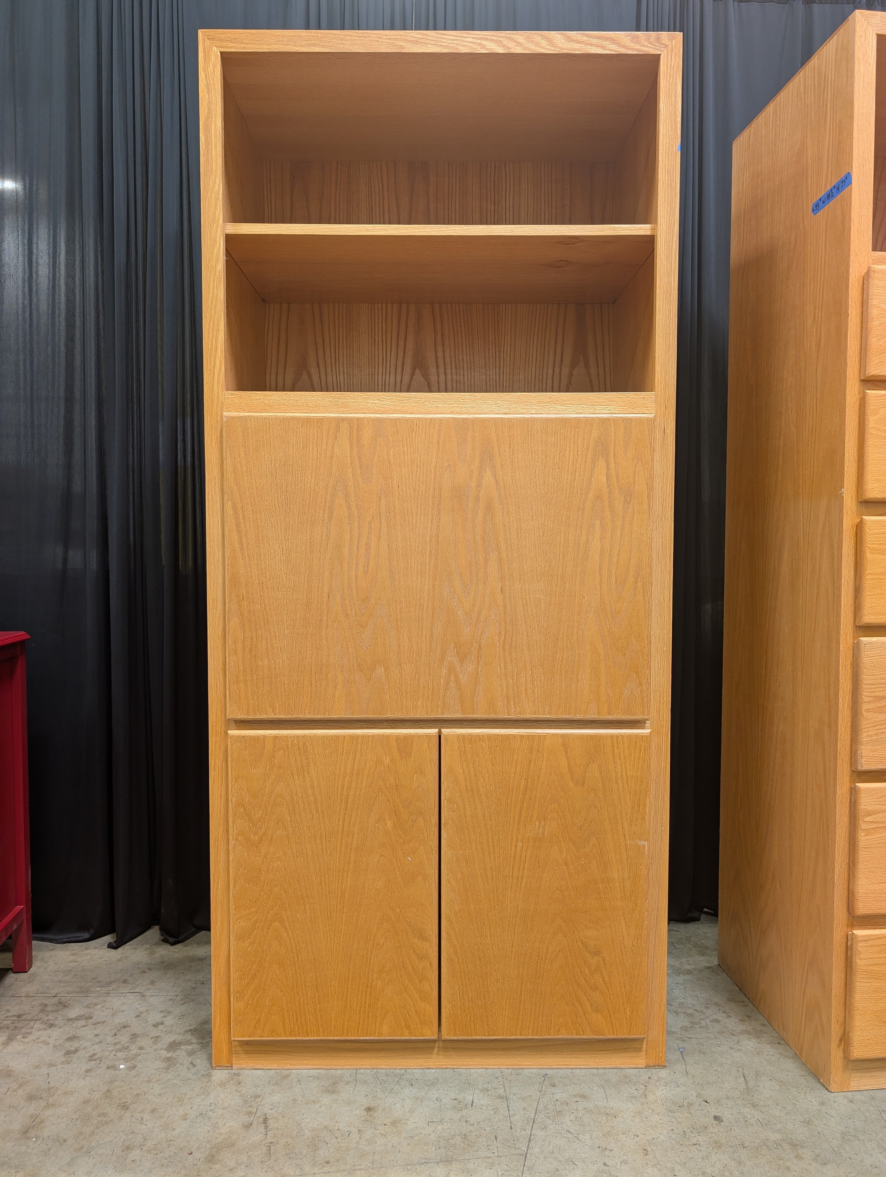 Light Wood Modular Bookcase with Closed Storage
