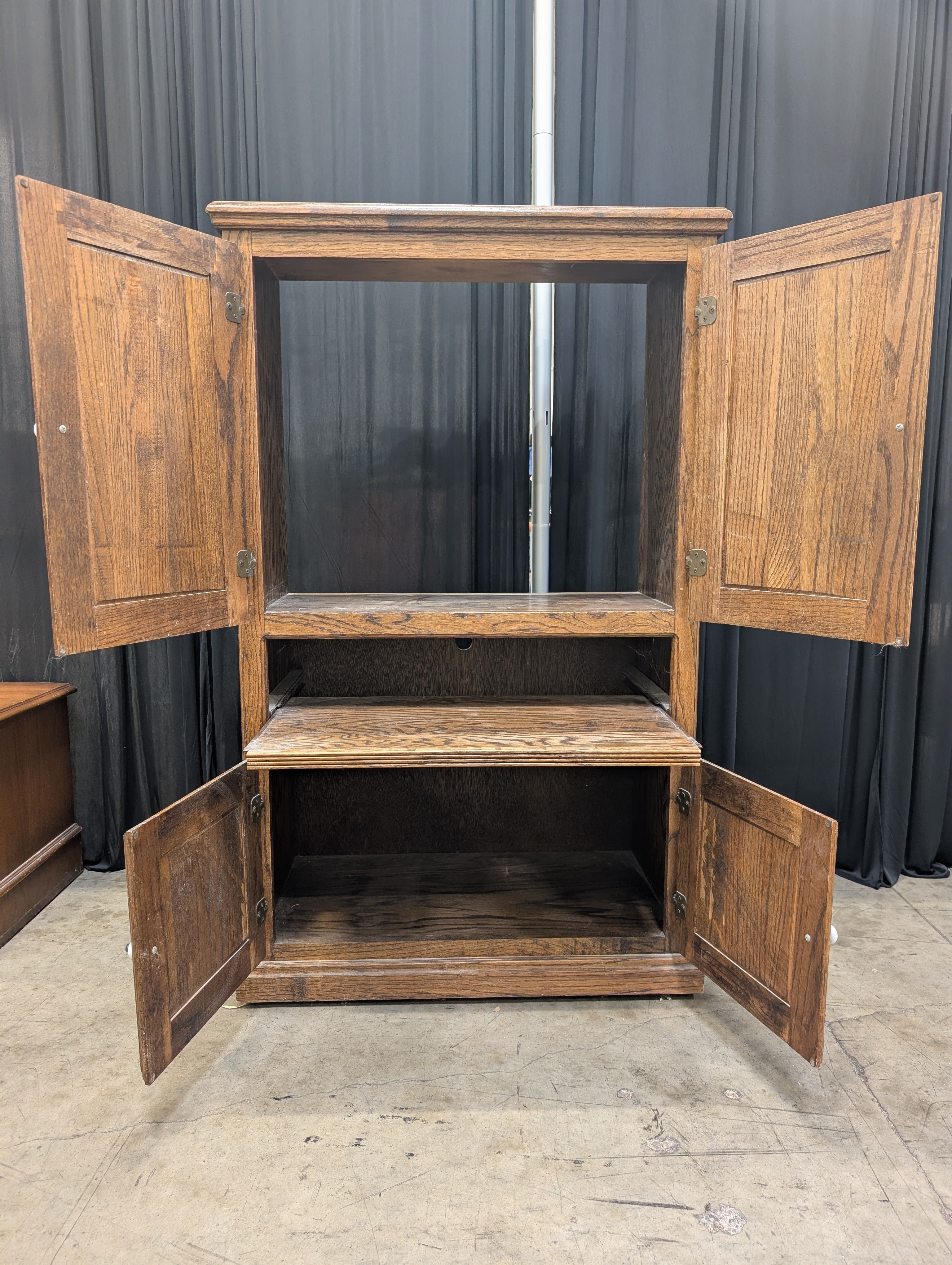 Traditional Oak Storage Armoire with Raised Panels
