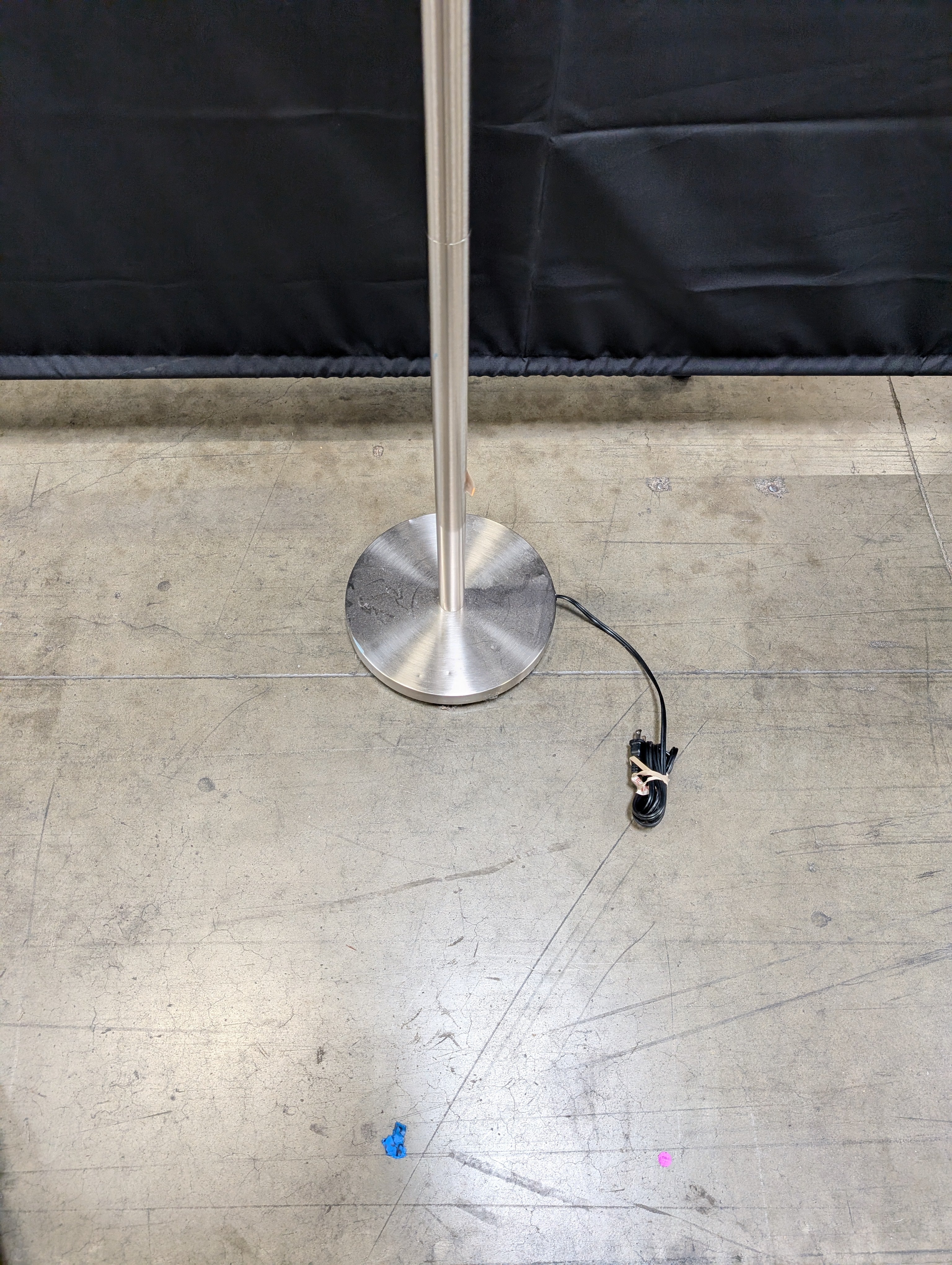 Modern Brushed Nickel Torchiere Floor Lamp with Frosted Plastic Shade
