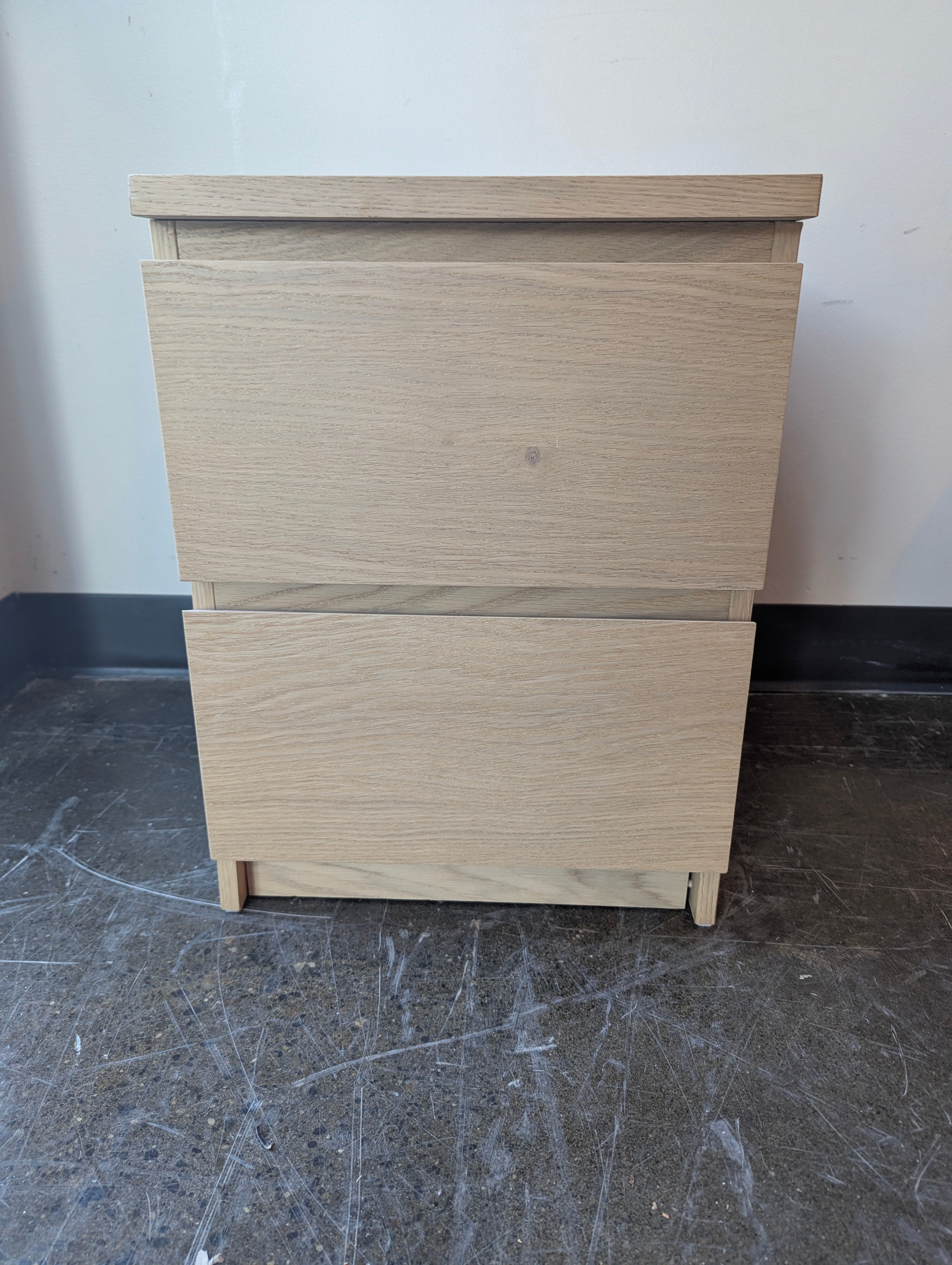 Two-Drawer Light Wood Nightstand