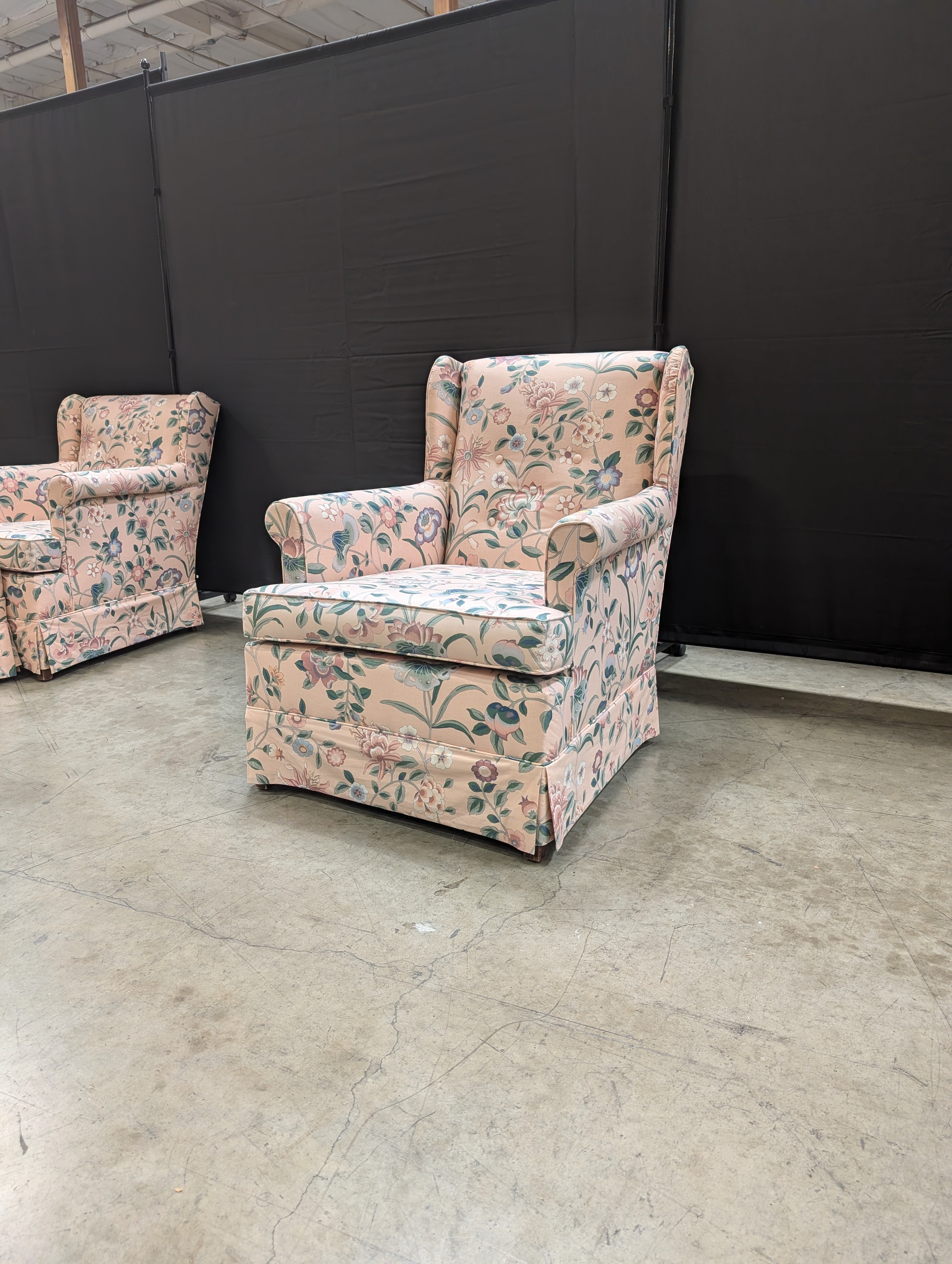 Floral Botanical Upholstered Wingback Armchair
