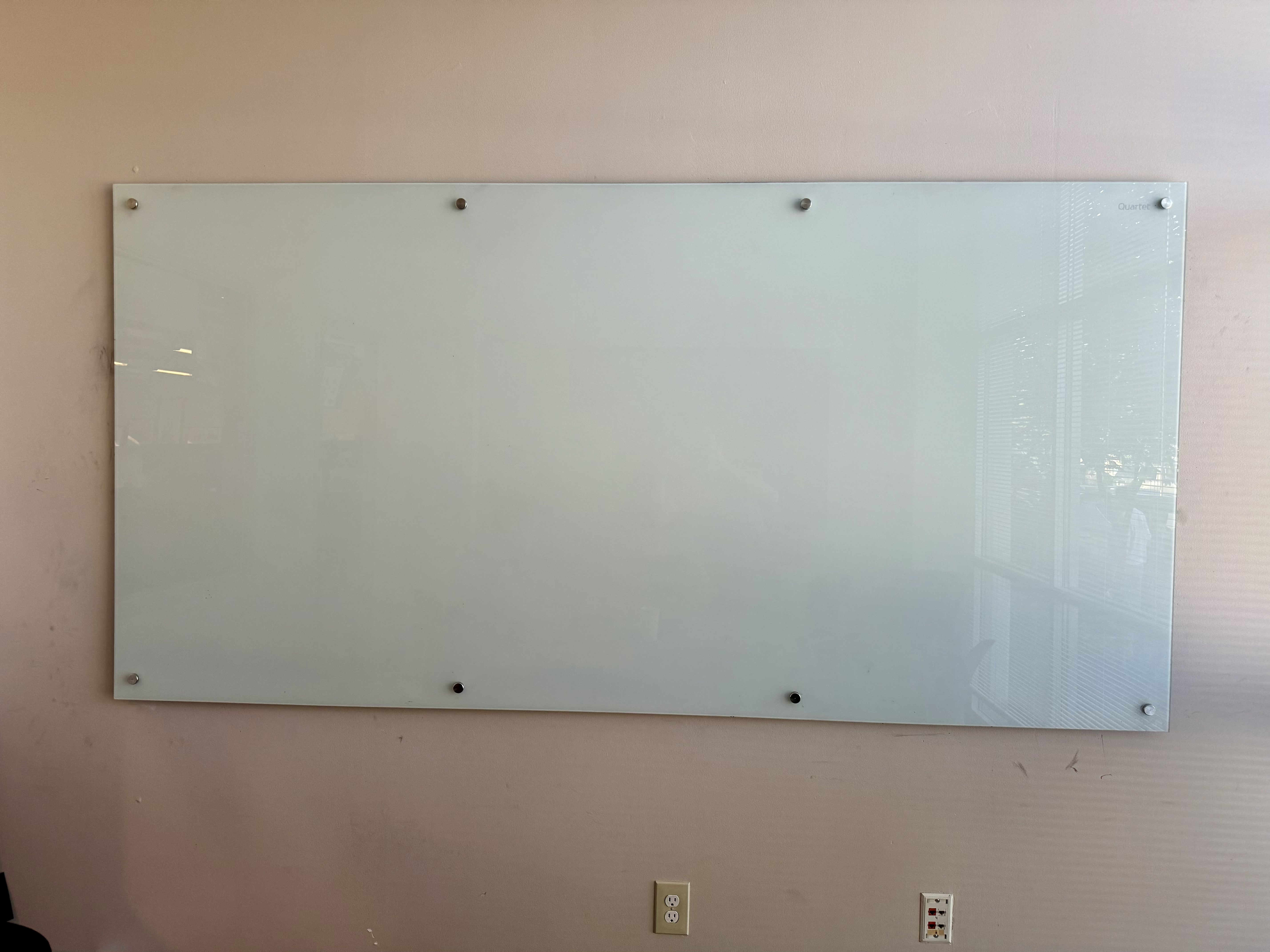 Global Industrial Magnetic Glass Dry Erase Board, 8 Foot x 4 Foot, Frameless White Tempered Glass